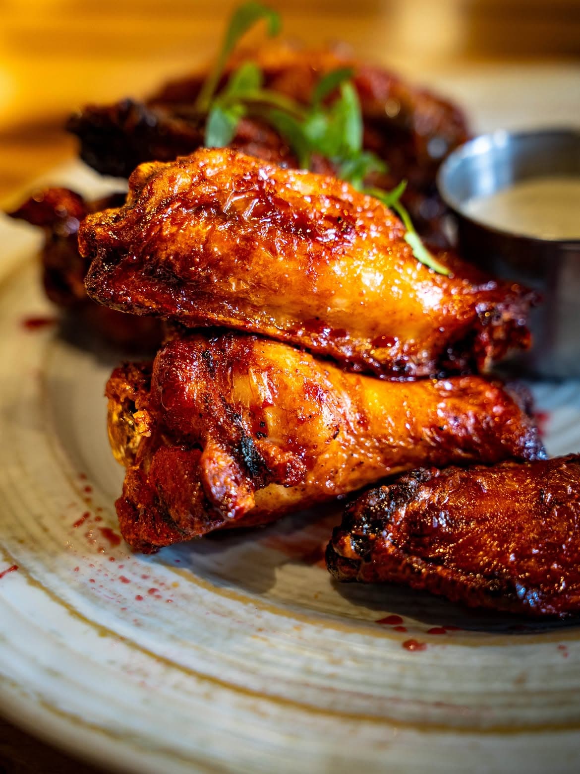 High Marea chicken wings fried in beef tallow.